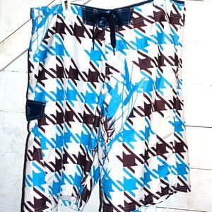 Brown Blue White Board Shorts 36